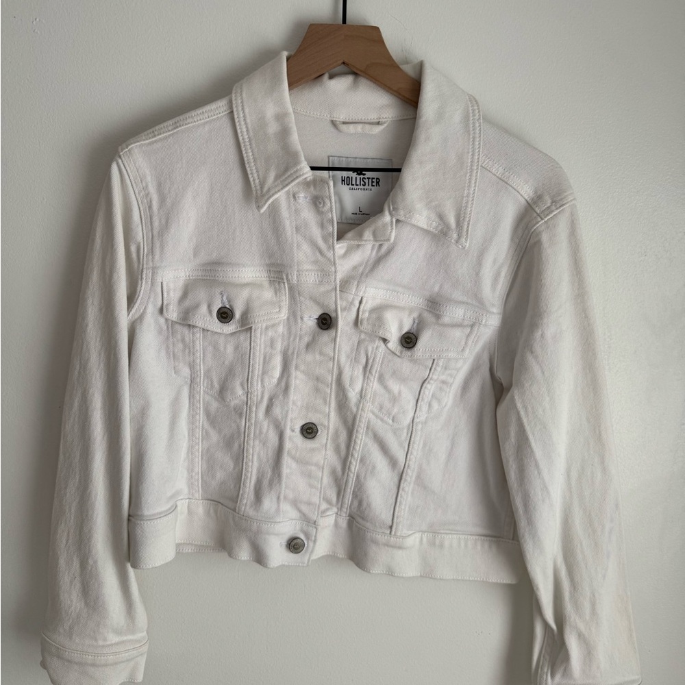 Hollister Women's Cream Jean Jacket